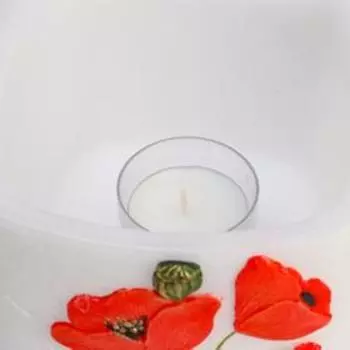 Лампион/ подсвечник квадратный "Маки", 13х13х9,5 см, жемчужный белый