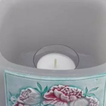 Лампион/ подсвечник квадратный "Пион", 13х13х9,5 см, матовый серый