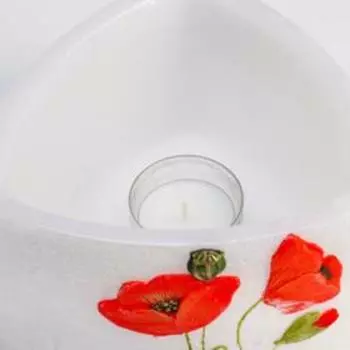 Лампион/ подсвечник треугольный "Маки", 15х15х9,5 см, жемчужный белый