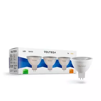 Лампочка Voltega 7178, GU5.3, 7 Вт, 3 шт, 580 Лм, 2800К