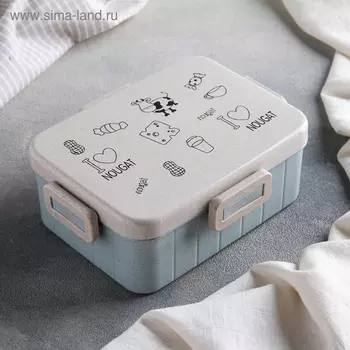 Ланч-бокс для еды с ложкой Доляна «Люблю вкусняшки», 1 л, в школу, 18146.5 см, пшеничная солома, МИКС