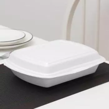 Ланч - бокс одноразовый, 24,720,67 см, 1 секция, белый