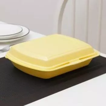 Ланч - бокс одноразовый, 24,720,67 см, 1 секция, цвет жёлтый