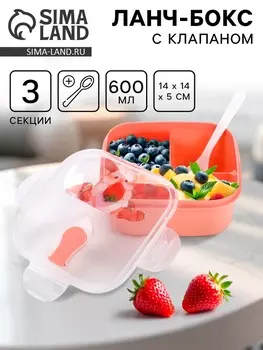 Ланч-бокс с клапаном «Хомячок», 3 секции, 14145 см