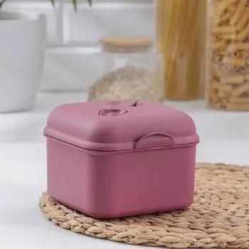 Ланч-бокс с вилкой и ёмкостью для соуса, 14,814,411,1 см, цвет МИКС