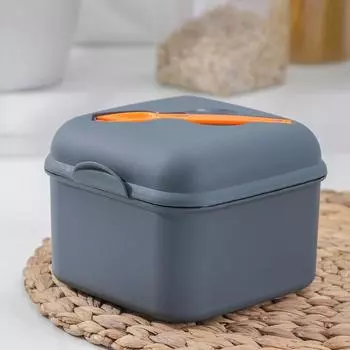 Ланч-бокс с вилкой и ёмкостью для соуса, 14,8×14,4×11,1 см, цвет МИКС