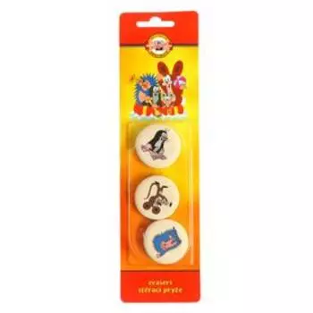 Ластик дизайн Koh-I-Noor 6240 мягкий круглый MOLE D=41, для карандашей 3В-3Н, 3 штуки, блистер