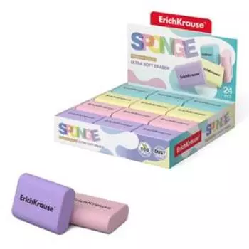 Ластик ErichKrause Sponge 37 х 33 х 15 мм, микс, цена 1 шт