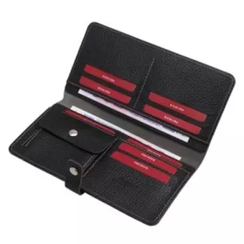 LB-901 Портмоне на кнопке, отдел для карт(6)/монет/купюр, цвет черный феникс 19,5х10х1,5см