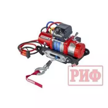 Лебёдка переносная РИФ 9.5XS c квадратом для фаркопа, корот. барабан, синт. трос ,облегченая 67633