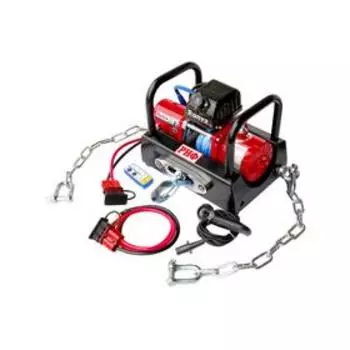 Лебёдка переносная РИФ 9.5XS c площадкой на цепях и проводами, короткий барабан, синт. Трос 676330