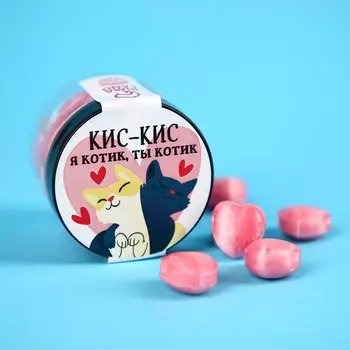 Леденцы «Кис-кис» в банке, со вкусом малины, 45 г.