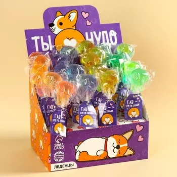 Леденцы в шоубоксе «Ты чудо», собачка, БЕЗ САХАРА, 15 г. х 24 шт.