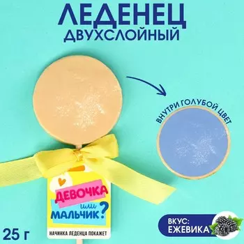 Леденец «Девочка или МАЛЬЧИК» двухслойный на палочке, вкус: ежевика, 25 г.