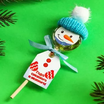 Леденец новогодний на палочке «Года снежного и нежного», со вкусом малины, 15 г.