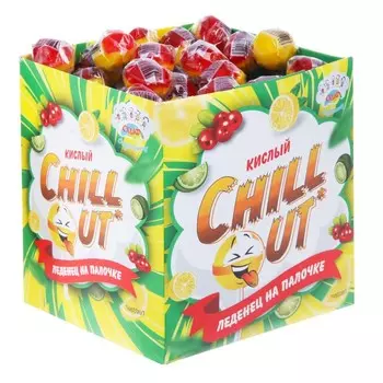 Леденец на палочке "CHILLOUT" с охлаждающим эффектом с кислым вкусом лимона, клюквы, 10 г