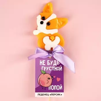 Леденец «Не будь грустной» на палочке, со вкусом персика, 25 г.
