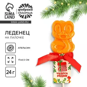 Леденец новогодний «Чудеса рядом» со вкусом апельсин, змея, 24 г