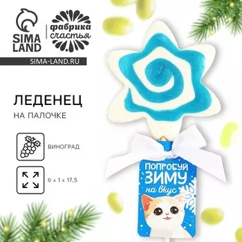 Леденец новогодний на палочке «Попробуй зиму на вкус», со вкусом винограда, 35 г