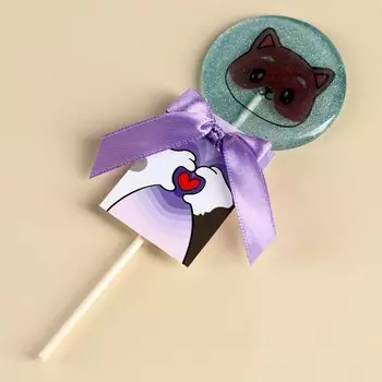 Леденец прозрачный с глиттером «Сердечко» БЕЗ САХАРА, 20 г.