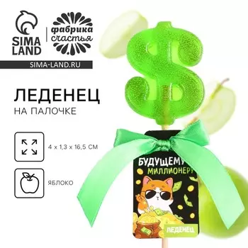Леденец на палочке «Будущему миллионеру», вкус: яблоко, 20 г