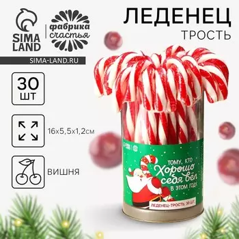 Леденец - трость новогодний «Тому, кто хорошо себя вёл», со вкусом вишни, 26 г. х 30 шт.