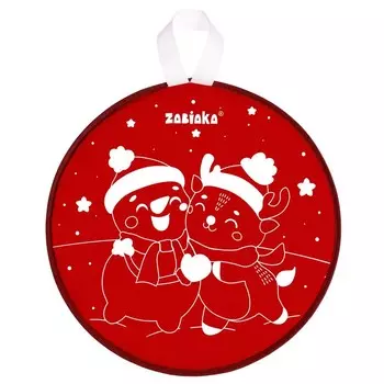 Ледянка мягкая «Снеговик и олень», диаметр 33 см, красный