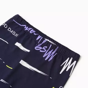 Леггинсы для девочек, цвет тёмно-синий/надписи, рост 152 см