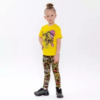 Леггинсы для девочки, цвет хаки, рост 116