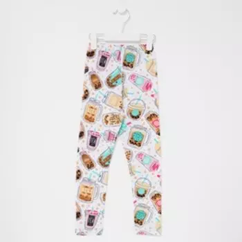 Леггинсы для девочки, цвет молочный/коктейль, рост 128