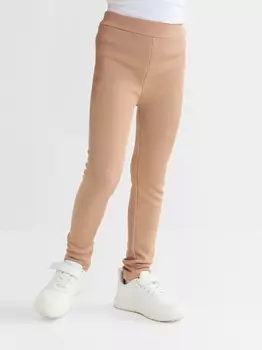 Легинсы для девочки на флисе Collorista, коричневые, рост 104 см