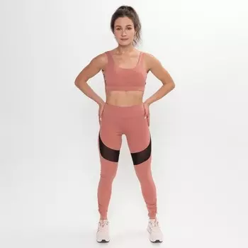 Леггинсы женские спортивные, цвет розовый/черный, размер 46 (М)