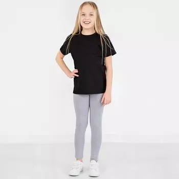 Легинсы для девочки, рост 128 см, цвет серый меланж