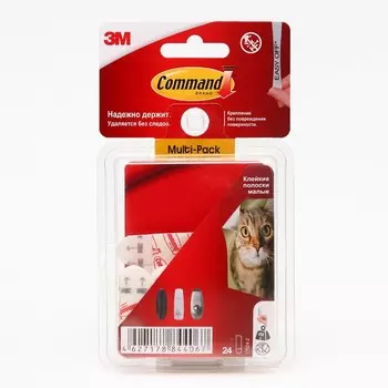 Легкоудаляемые самоклеящиеся полоски Command для плакатов, белые, 24 шт.