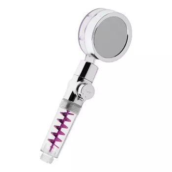 Лейка для душа ZEIN Z4087, микроточки, кнопка «стоп», вентилятор, спираль, фиолетовый/хром