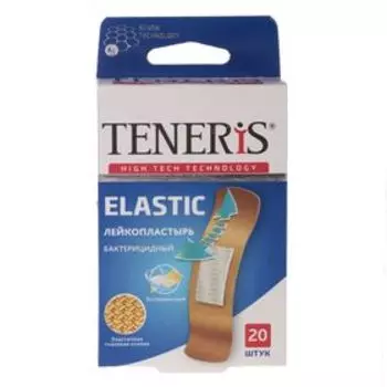 Лейкопластырь бактерицидный Teneris Elastic с ионами серебра на тканевой основе, 20 шт