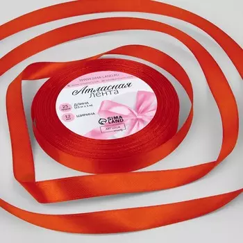 Лента атласная, 12 мм 23 ± 1 м, цвет алый