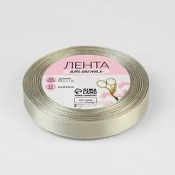Лента атласная, 12 мм × 23 ± 1 м, цвет светло-серый №172
