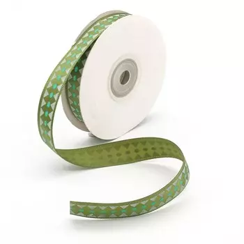 Лента атласная, 15ммx22,5м (зеленый)