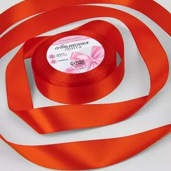 Лента атласная, 25 мм 23 ± 1 м, цвет алый