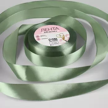 Лента атласная, 25 мм, 23±1 м, нежно-зелёная №65