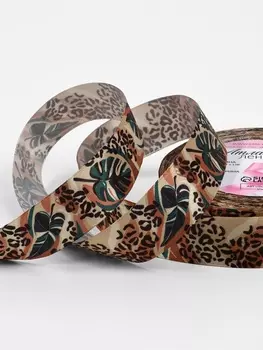 Лента атласная «Джунгли», 25 мм, 23±1 м, разноцветная