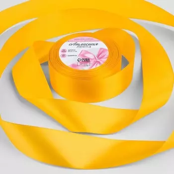 Лента атласная, 40 мм, 23±1 м, жёлтая №16