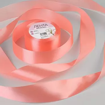 Лента атласная, 40 мм, 23±1 м, розовая №66