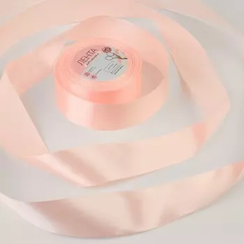 Лента атласная, 40 мм, 23±1 м, пастельно-розовая