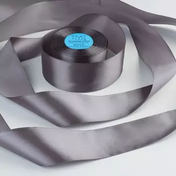 Лента атласная, 50 мм × 33 ± 2 м, цвет тёмно-серый №018