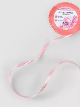 Лента атласная, 6 мм, 23±1 м, розовая №66