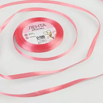 Лента атласная, 6 мм 23 ± 1 м, цвет пурпурно-розовый №170