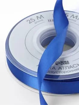 Лента атласная TEIRA, двухсторонняя, 15 мм, 25±1 м, синяя №0329