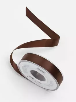 Лента атласная TEIRA, двухсторонняя, 20 мм, 25±1 м, коричневая №0850